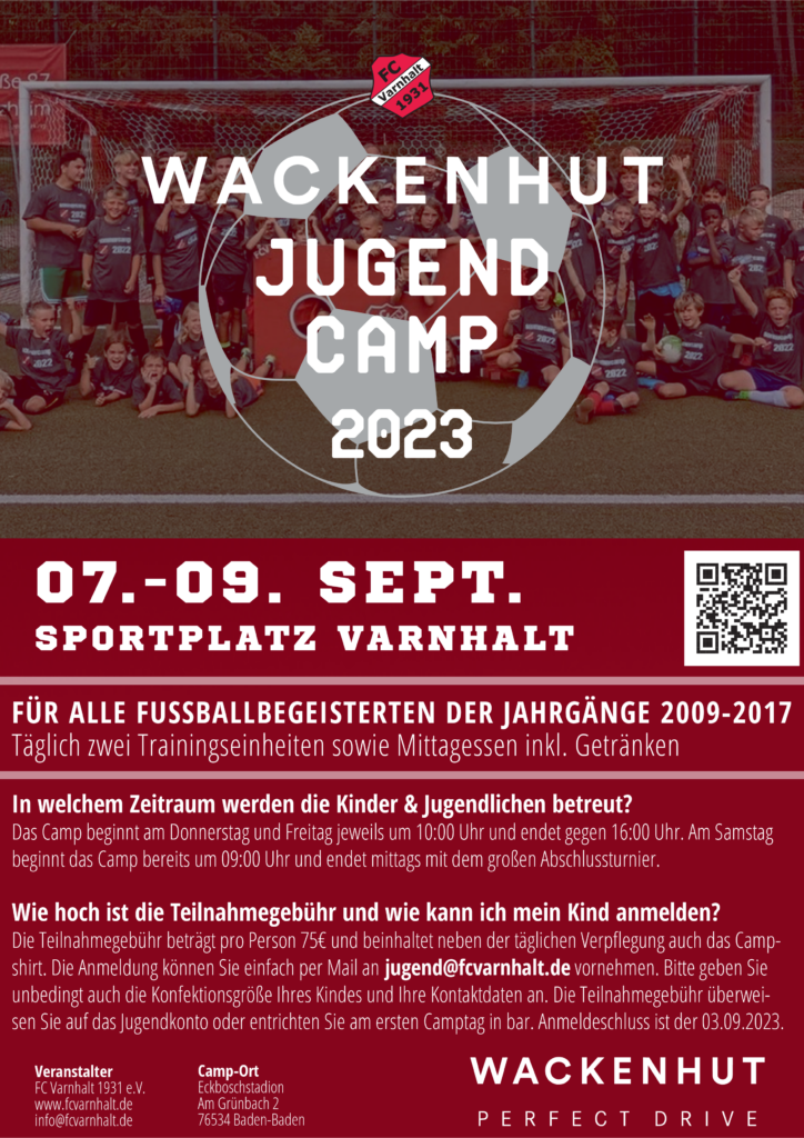 Wackenhut-Jugendcamp 2023 des FC Varnhalt (Flyer)
